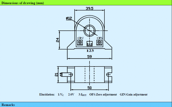 Uscita analogica A-CS050GET di effetto Hall di accuratezza del trasduttore corrente magnetico di CA