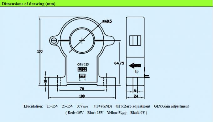 Ampia misura della distanza CS800EK2 del sensore corrente ad effetto hall leggero