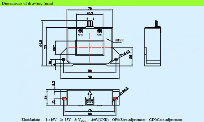 Sensore della corrente di ciclo aperto di precisione, trasduttore corrente CS1000BF di CC di effetto Hall