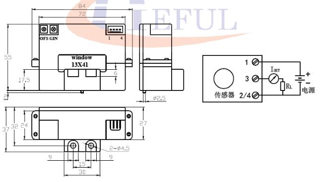 Trasmettitore corrente di CA di industriale/installazione facile sensore corrente ad effetto hall